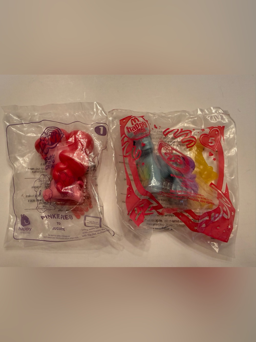 Set of 2 Sealed My Little Pony Happy Meal Toys -Rainbow Dash & Pinkie Pie